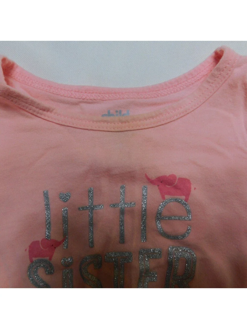 Child of Mine by Carters Baby Girls Shirt Size 18M Pink Little Sister Elephant
